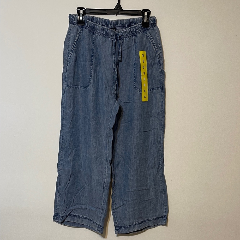 Casual Blue Wide-Leg Pants